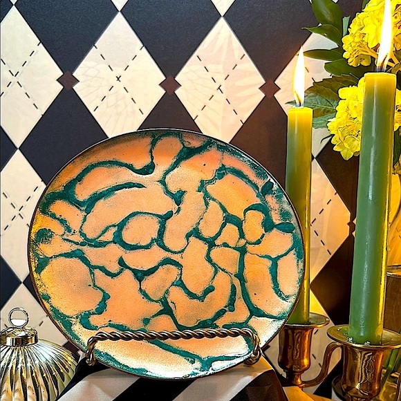Copper Enamel Art Plate | Vibrant Hand-Fired Colors • One-of-a-Kind - Picture 10 of 17